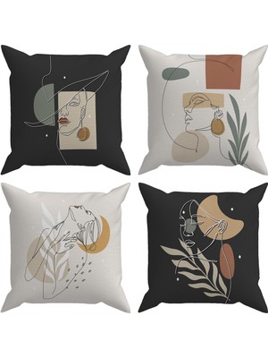 Evdek Abstract 4’lü Kırlent Kılıfı DS81