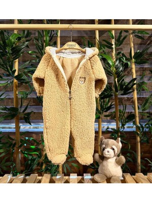 Renkli Puset Renkli Wellsoft Peluş Polar Bebek Tulum Kahverengi Yumuşak Kumaş Konforlu Tasarım