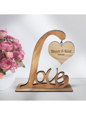 BK Kişiye Özel Dekoratif Love Ahşap Masaüstü Biblo - 2