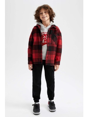 DeFacto Erkek Çocuk Oversize Fit Flanel Uzun Kollu Gömlek X7569A622AU