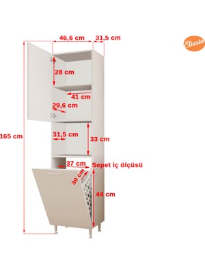 Modilayn Mutfak Dolabı Tek Kapaklı Raflı Kirli Camasır Dolabı Banyo Dolabi Çok Amaçlı Dolap