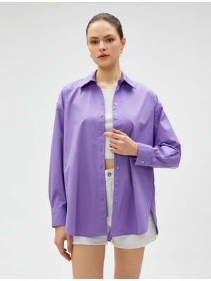 Koton Oversize Poplin Gömlek Uzun Kollu Pamuklu