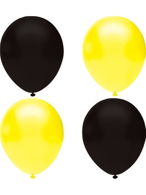 Hknys Siyah -Sarı Pastel Lateks Balon -50 Adet  Balon Zinciri ve Pompası Hediye
