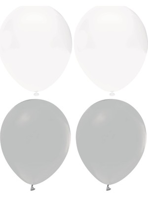 Hknys Gri Beyaz Karışık Lateks  Pastel Balon 50 Adet