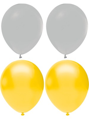 Hknys Sarı  ve Gri Renk Karışık Lateks  Pastel Balon 60 Adet