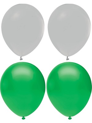 Hknys Koyu Yeşil  ve Gri Renk Karışık Lateks  Pastel Balon 50 Adet + Balon Zinciri Hediyeli