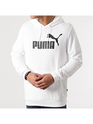 Puma Ess Big Logo Hoodie - Erkek Beyaz Kapüşonlu Sweatshirt - 586688 02