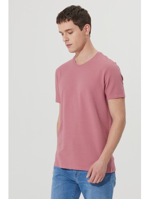 AC&Co / Altınyıldız Classics Erkek Gül Kurusu Slim Fit Dar Kesim Modal Bisiklet Yaka Yumuşak Tuşeli Esnek Basic Tişört