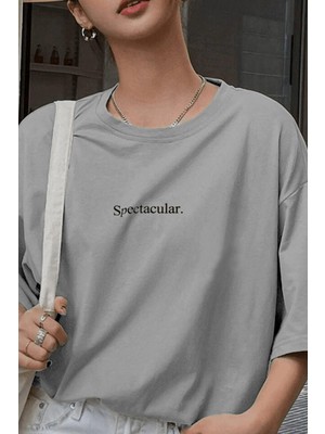 Millionaire Spectacular Gri Oversize Salas Boyfriend Kadın T-Shirt