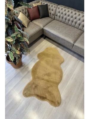 Freya Home Yumuşacık Post Kesim Tavşan Tüyü Camel Yıkanabilir Peluş Halı
