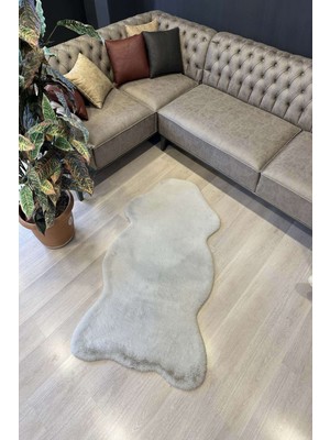 Freya Home Yumuşacık Post Kesim Tavşan Tüyü Gri Yıkanabilir Peluş Halı