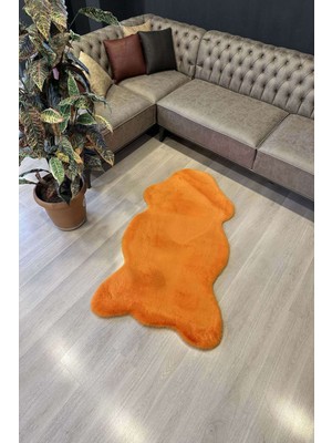 Freya Home Yumuşacık Post Kesim Tavşan Tüyü Turuncu Yıkanabilir Peluş Halı
