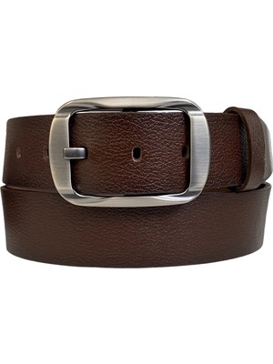 GoDeri Deri, Efsane Füme Oval Tokalı; Koyu Kahverengi Kemer 4 cm