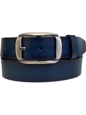 GoDeri Deri, Efsane Füme Oval Tokalı; Lacivert Kemer 4 cm