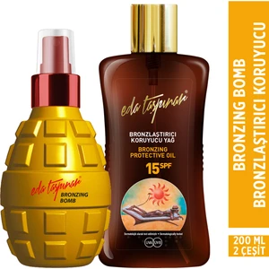 Eda Taşpınar Bronzing Bomb & Bronzlaştırıcı Koruyucu Yağ SPF 15 (200 ml X 2 Çeşit)