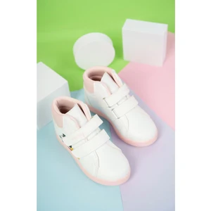 Baskılı Beyaza Pudra Garnili Cırtlı Çocuk Bot