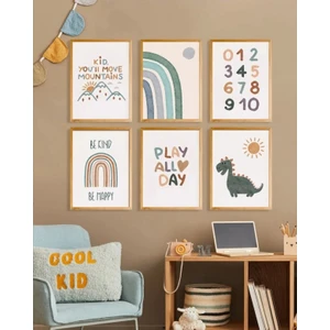 Trend Poster Çocuk Odası Renkli Retro Ahşap Poster