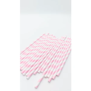 Pars Mum Kağıt Pipet Pembe Beyaz 100 Lü 6*200 mm