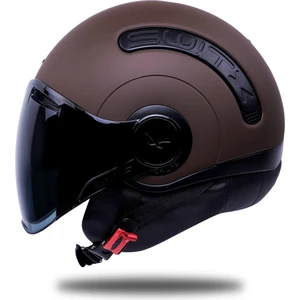 Sx.10 Mat Kahverengi Kask Siyah Cam
