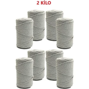 Gri 2 kg Makrome Tarama Ipi Pamuk 3.0 / 3.5 mm