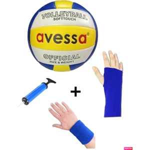 VLB-100 3'lü Set Deri Soft Touch 3 Astar Dikişli Voleybol Topu + Pompa + Kolluk + Havlu Bileklik
