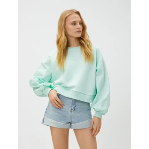 Crop Sweatshirt Kol Detaylı