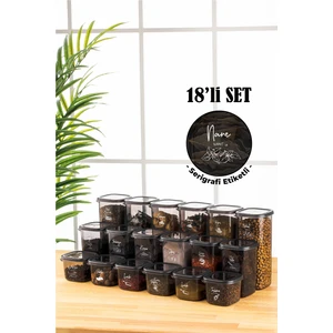 Beyaz Serigrafi Etiketli 18LI Peggy Kare Erzak Saklama Kabı 6x(0,55 Litre, 1,2 Litre, 1,75 Litre) Antrasit