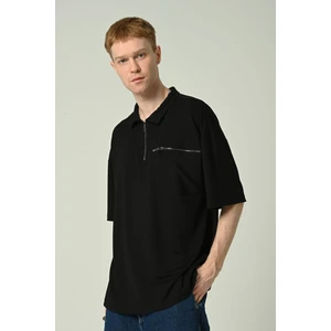 Don Q Shot Erkek Polo Yaka Tek Cepli Oversize Kısa Kollu T-Shirt