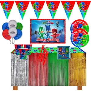 Pj Masks Metalize Masa Etekli Afişli Pijamaskeliler 8 Kişilik Doğum Günü Parti Malzemeleri Seti