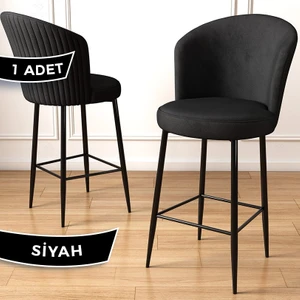 Concept Fora Serisi Mutfak  Bar Sandalyesi  Babyface Kumaş Siyah Metal Ayak 1 Adet Sandalye