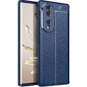 Honor 70 Kılıf Deri Dokulu Silikon Lacivert
