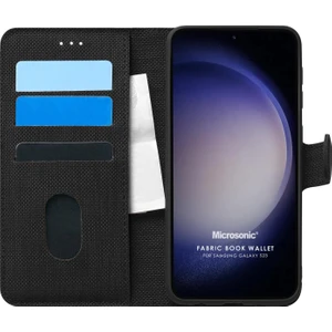 S23 Kılıf Fabric Book Wallet Siyah