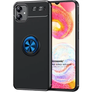 Samsung Galaxy A04E Kılıf Kickstand Ring Holder Siyah Mavi