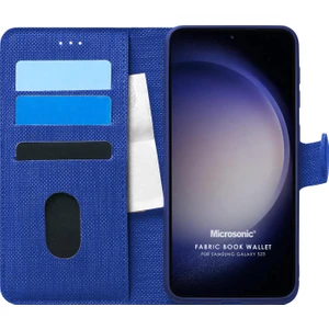 Samsung Galaxy S23 Kılıf Fabric Book Wallet Lacivert