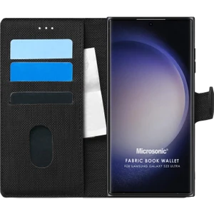 Samsung Galaxy S23 Ultra Kılıf Fabric Book Wallet Siyah
