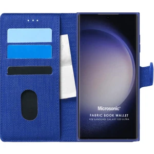 Samsung Galaxy S23 Ultra Kılıf Fabric Book Wallet Lacivert