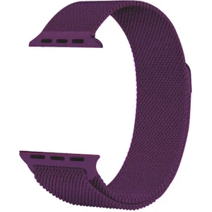 Case 4U Apple Watch Seri 1/2/3/4/5/6/7/8/SE/Ultra 38mm 40mm 41mm 42mm 44mm 45mm 49mm Kordon Kayış Metal Hasır Milano Loop KRD-01 Koyu Mor