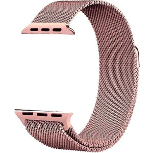Case 4U Apple Watch Seri 1/2/3/4/5/6/7/8/SE/Ultra 38mm 40mm 41mm 42mm 44mm 45mm 49mm Kordon Kayış Metal Hasır Milano Loop KRD-01 Açık Pembe