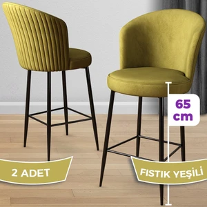 Concept Alte Serisi Mutfak  Bar Sandalyesi  Babyface Kumaş Siyah Metal Ayak 2 Adet Sandalye