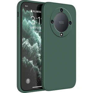 Honor X9A için Düz Taraf Silika Jeli Cep Telefonu Kılıfı - Koyu Yeşil (Yurt Dışından)