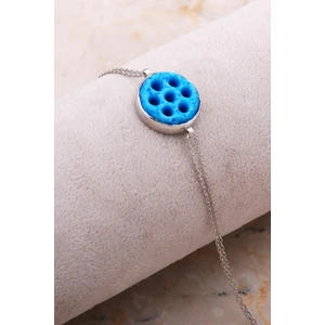 Sümer Telkari Süryani Nazar Boncuğu Rodyumlu Gümüş Bileklik 4302