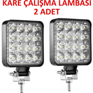 STS Oto Aksesuar 2 Adet 11X11 16 LED Kare Off Road Traktör Tir Kamyon Sis Fari Sis Lambasi Çalisma Lambasi Projektör