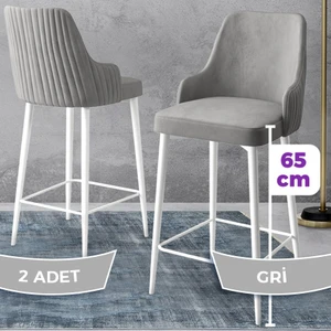 Concept Tera Serisi, Mutfak Bar Sandalyesi,  Babyface Kumaş, Beyaz Metal Ayak, 2 Adet Sandalye