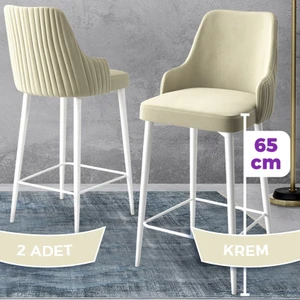 Concept Tera Serisi, Mutfak Bar Sandalyesi,  Babyface Kumaş, Beyaz Metal Ayak, 2 Adet Sandalye