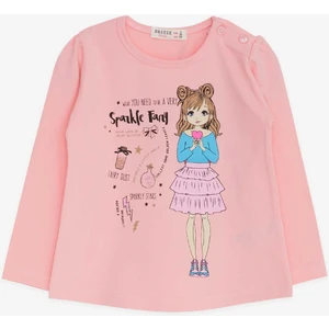Kız Çocuk Uzun Kollu Tişört Baskılı 1-4 Yaş, Pudra