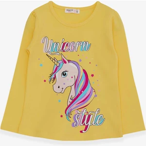 Kız Çocuk Uzun Kollu Tişört Unicorn 2-6 Yaş, Sarı