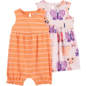 Kız Bebek Kolsuz Tulum Set 2'li Paket