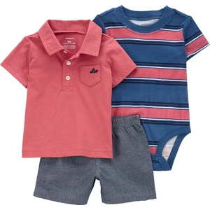 Erkek Bebek Alt Üst Set 3'lü Paket Kırmızı