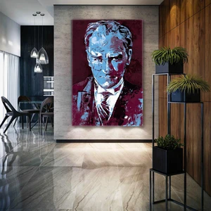 SML Tablo Mustafa Kemal Atatürk Bordo Mavi Trabzonspor Kanvas Tablo