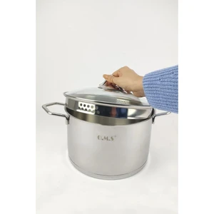 Oms Süzgeç Kapaklı Paslanmaz Çelik Tencere 24 x 14 cm - 152.2039.24.SADE